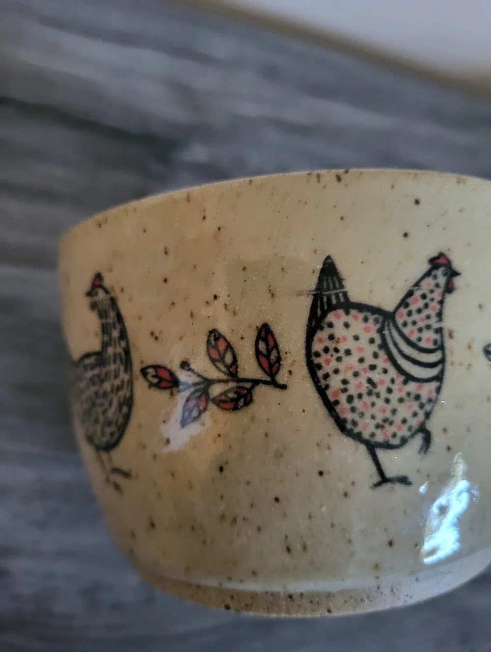 Chicken Stoneware Pottery Berry Bowl Collander